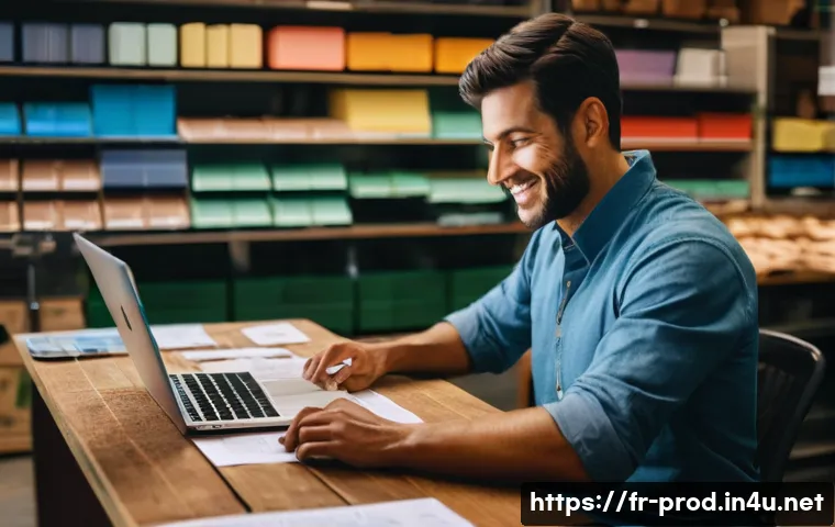 생산관리 실무를 위한 엑셀 활용법 - **Prompt:** A cozy, well-lit office in an artisan chocolate factory. A male small business owner, in...