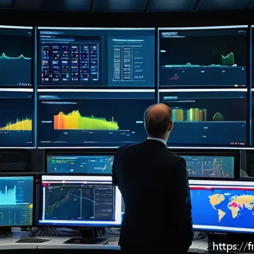 생산관리 직무와 데이터 시각화 사례 - A modern industrial control room with large digital dashboards displaying real-time production data,...